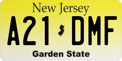 NJ license plate A21DMF