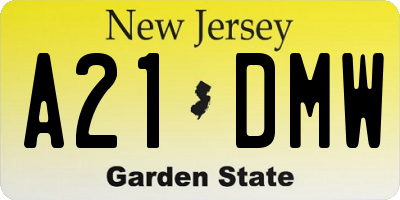 NJ license plate A21DMW