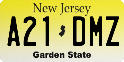NJ license plate A21DMZ