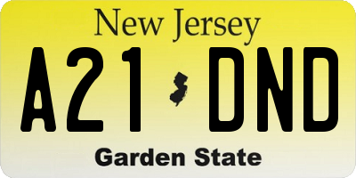 NJ license plate A21DND