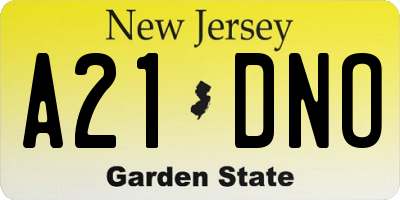 NJ license plate A21DNO