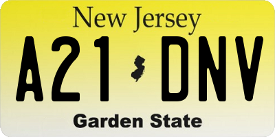NJ license plate A21DNV
