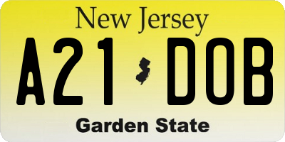 NJ license plate A21DOB