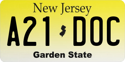 NJ license plate A21DOC