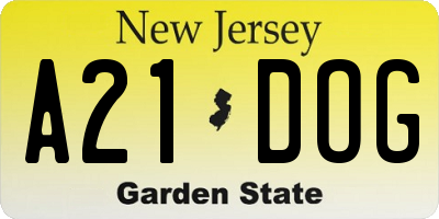 NJ license plate A21DOG
