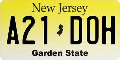 NJ license plate A21DOH