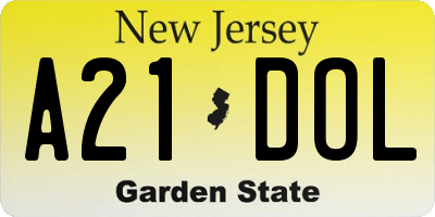 NJ license plate A21DOL
