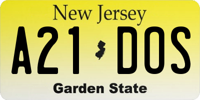 NJ license plate A21DOS