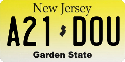 NJ license plate A21DOU