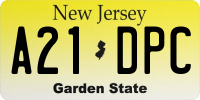NJ license plate A21DPC
