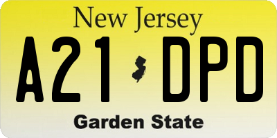 NJ license plate A21DPD