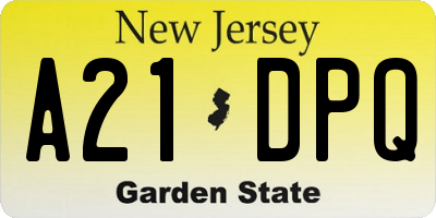 NJ license plate A21DPQ