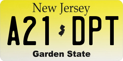 NJ license plate A21DPT