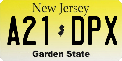 NJ license plate A21DPX