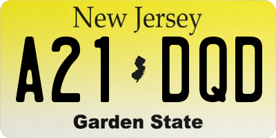 NJ license plate A21DQD