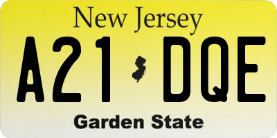 NJ license plate A21DQE