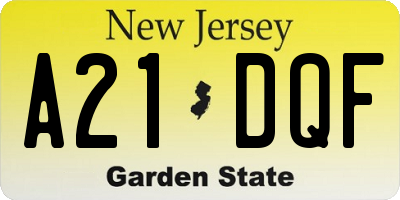 NJ license plate A21DQF