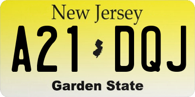 NJ license plate A21DQJ