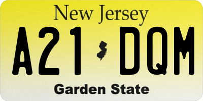 NJ license plate A21DQM