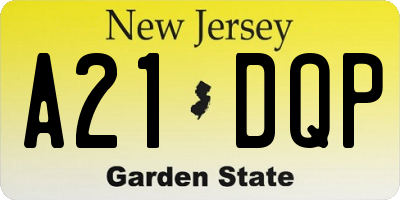 NJ license plate A21DQP