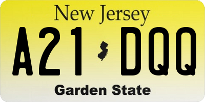 NJ license plate A21DQQ