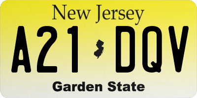 NJ license plate A21DQV