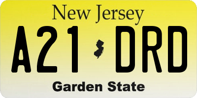 NJ license plate A21DRD