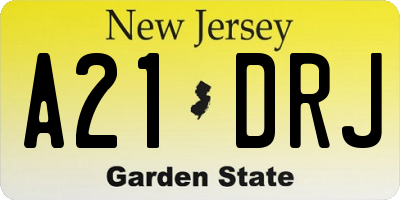 NJ license plate A21DRJ