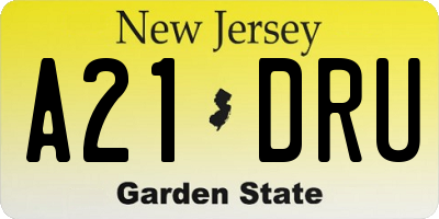 NJ license plate A21DRU
