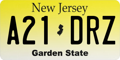 NJ license plate A21DRZ