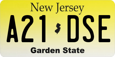 NJ license plate A21DSE