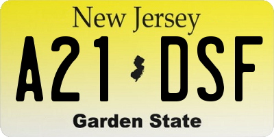 NJ license plate A21DSF