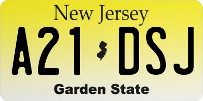 NJ license plate A21DSJ