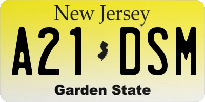 NJ license plate A21DSM