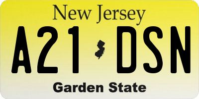 NJ license plate A21DSN