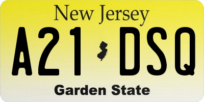 NJ license plate A21DSQ