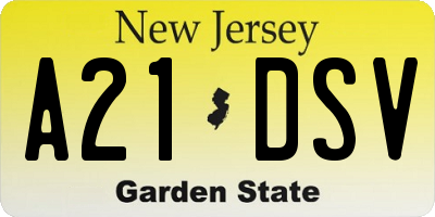NJ license plate A21DSV