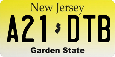 NJ license plate A21DTB