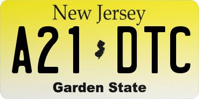 NJ license plate A21DTC