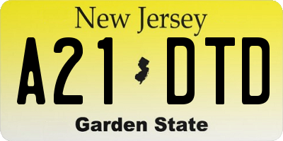 NJ license plate A21DTD
