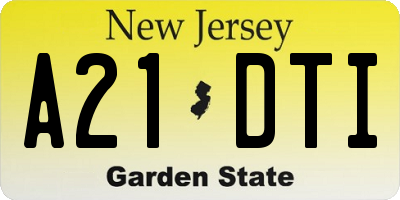 NJ license plate A21DTI