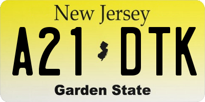 NJ license plate A21DTK