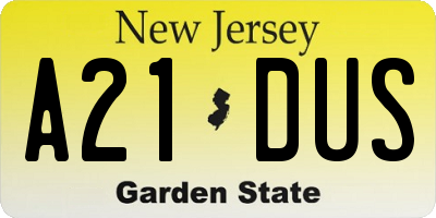 NJ license plate A21DUS