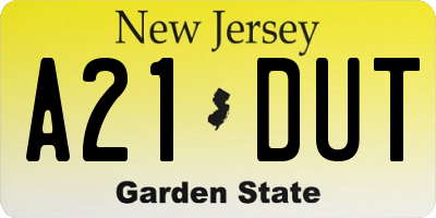 NJ license plate A21DUT