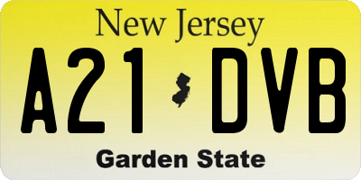 NJ license plate A21DVB