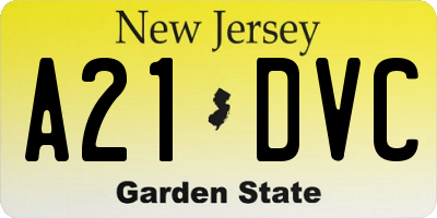 NJ license plate A21DVC