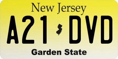 NJ license plate A21DVD