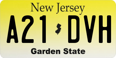 NJ license plate A21DVH