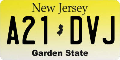 NJ license plate A21DVJ