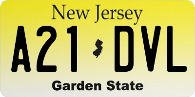 NJ license plate A21DVL